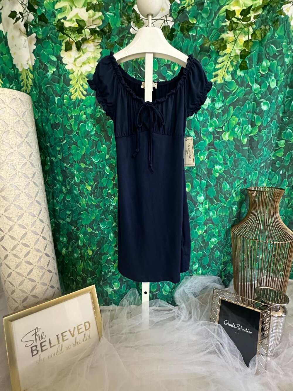 NWT - No Comment Girls' Milkmaid-Style Ruffle Mini Dress Sz 10/12